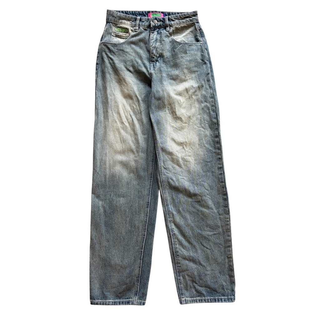 Empyre Tori Washed Blue Relaxed Straight Leg Jeans High Rise Streetwear Size 6